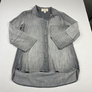 Cloth & Stone Chambray Button Tunic Gray Long Sleeve Top Soft Denim Shirt XS